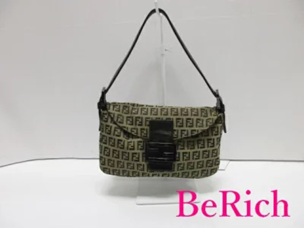 Fendi Shoulder Bag Zucchino Mamma Bucket Brown Canvas Leather Zucca One Semi